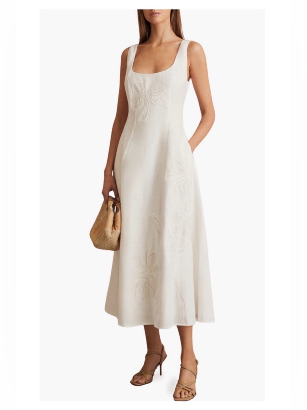 Reiss Elise Linen A - Line Dress, 100% Linen, Summer Classic Size 2
